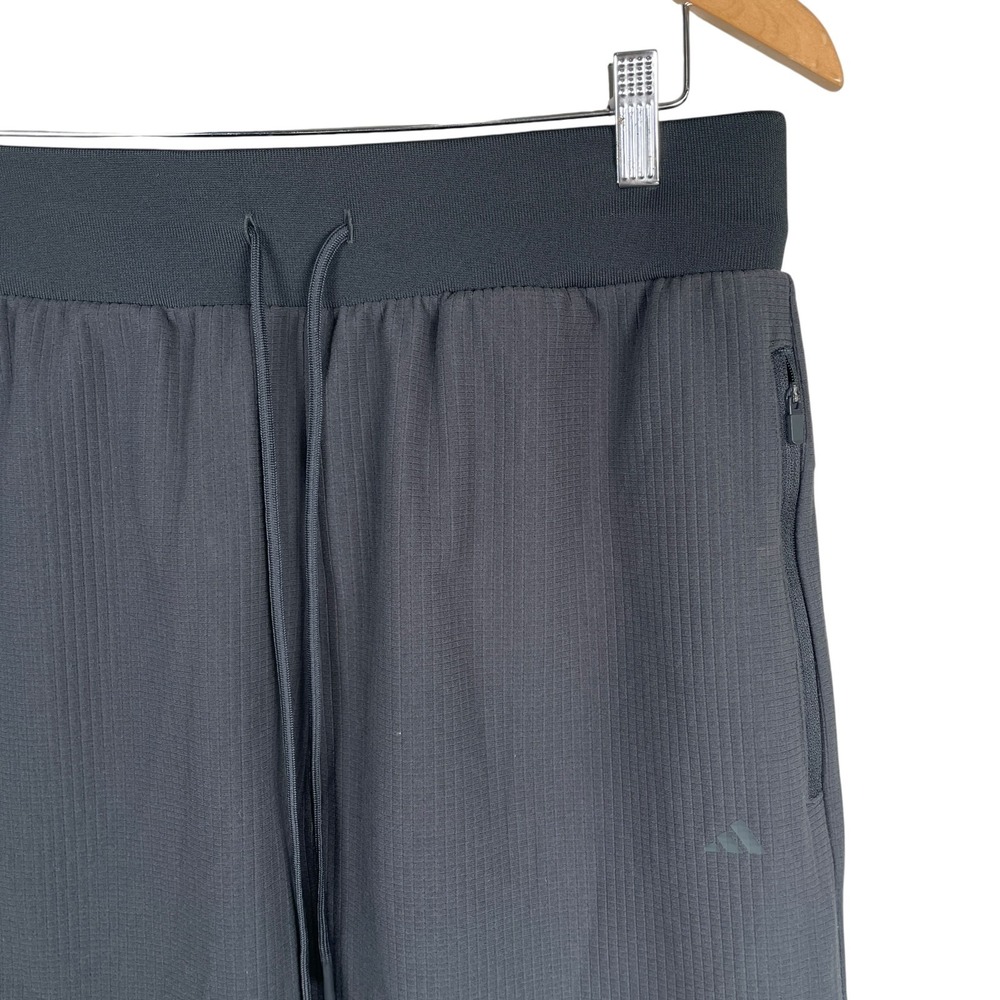 NEW Adidas Basketball‎ Track Pants Mens M Carbon Gray Waffle Knit Stretch $100 - Picture 2 of 5